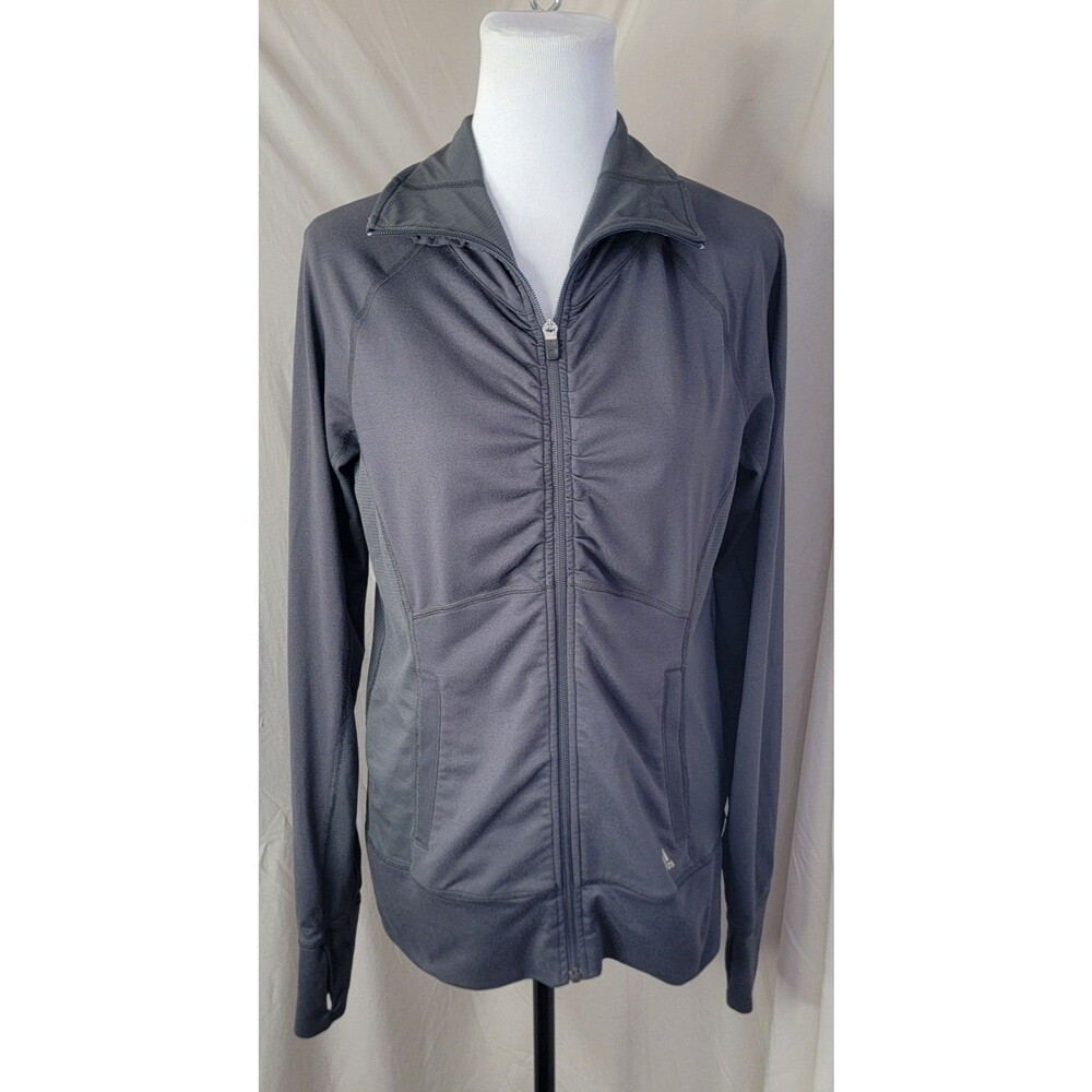 Adidas Womens Small Climalite Full Zip Jacket Black/ Gray Active Athletic Track